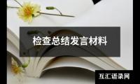 关于检查总结发言材料（共20篇）