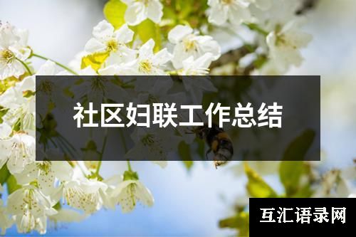 社区妇联工作总结