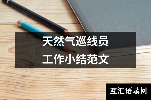 天然气巡线员工作小结范文