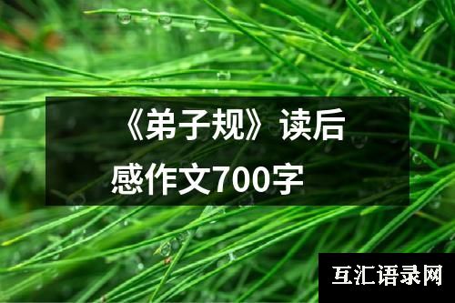 《弟子规》读后感作文700字