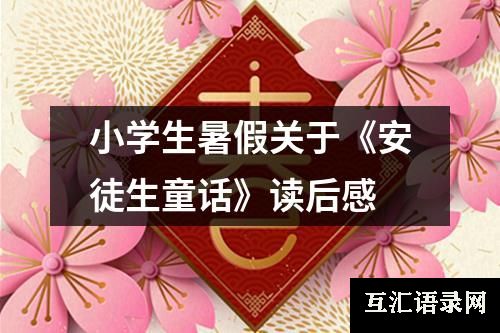 小学生暑假关于《安徒生童话》读后感