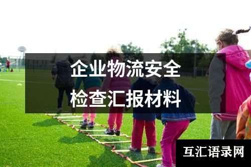 企业物流安全检查汇报材料