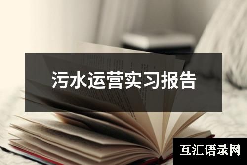 污水运营实习报告