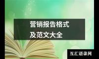 关于营销报告格式及范文大全（合集14篇）