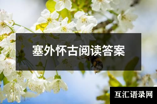 塞外怀古阅读答案