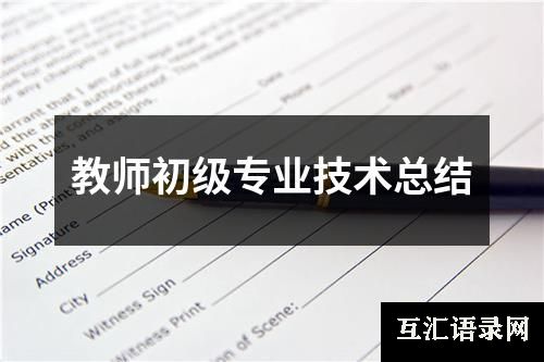 教师初级专业技术总结