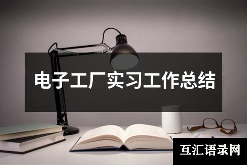 电子工厂实习工作总结