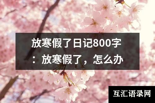 放寒假了日记800字：放寒假了，怎么办