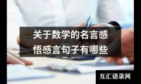 关于关于数学的名言感悟感言句子有哪些（共16篇）