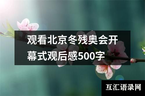 观看北京冬残奥会开幕式观后感500字