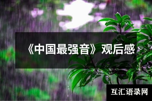 《中国最强音》观后感