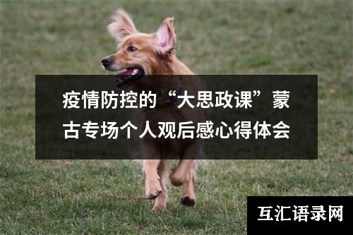 疫情防控的“大思政课”蒙古专场个人观后感心得体会