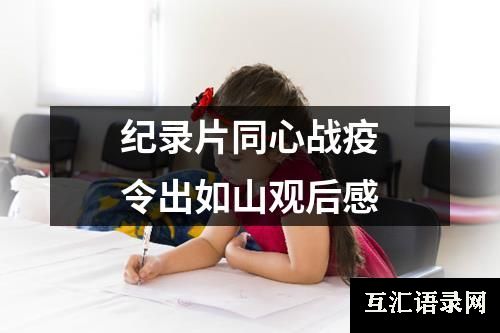 纪录片同心战疫令出如山观后感