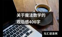 关于关于魔法数学的观后感400字（集锦8篇）