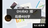 关于《叶问4》观后感400字（集锦17篇）