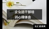 企业团干部培训心得体会