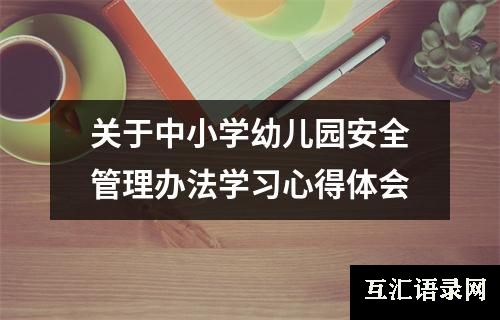 关于中小学幼儿园安全管理办法学习心得体会